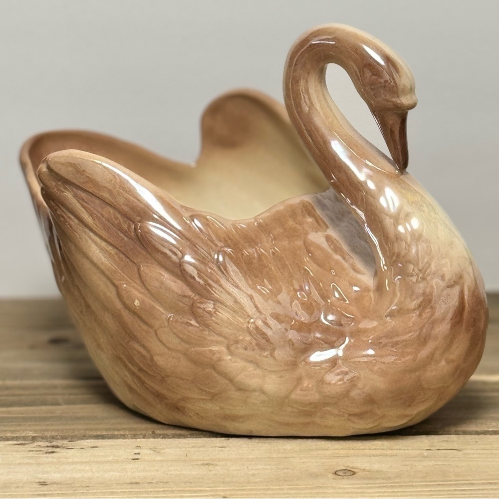 Elegant Brown Swan Ceramic Figurine